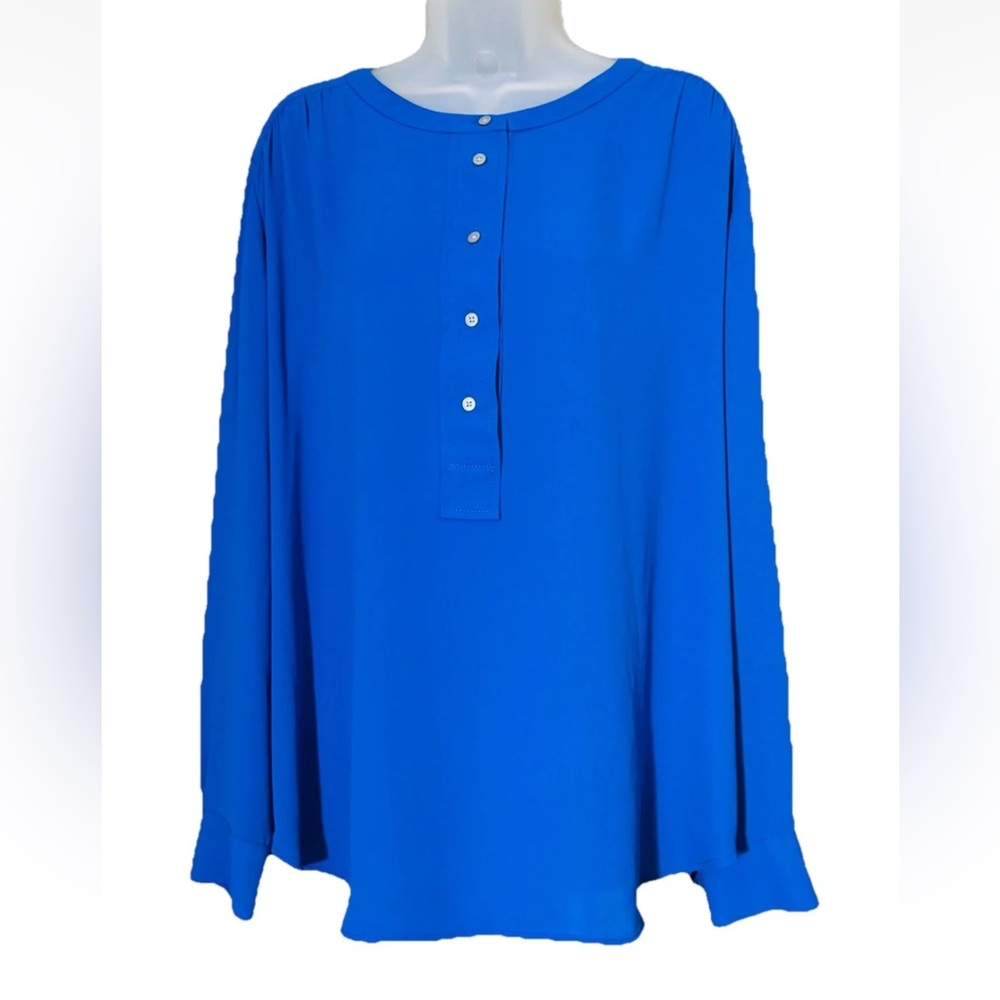 Ann Taylor Loft XL Tunic Popover Blouse Button Flowy Lightweight Office Casual